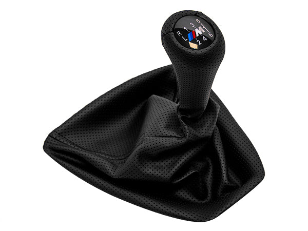 BMW E90+LCI E92+LCI Topuzlu Vites Körüğü -6 İleri- Man.Şanz; Siyah Noktalı Suni Deri Işıklı -///M- - B A25118036631BK